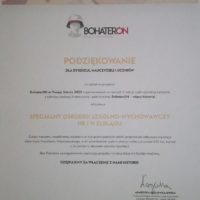 certyfikat i podziękowania za udział w projekcie BohaterOn - włącz historię!