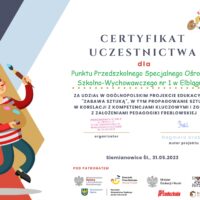 Certyfikat -Ogólnopolski Projekt Edukacyjny "Zabawy Sztuką"
