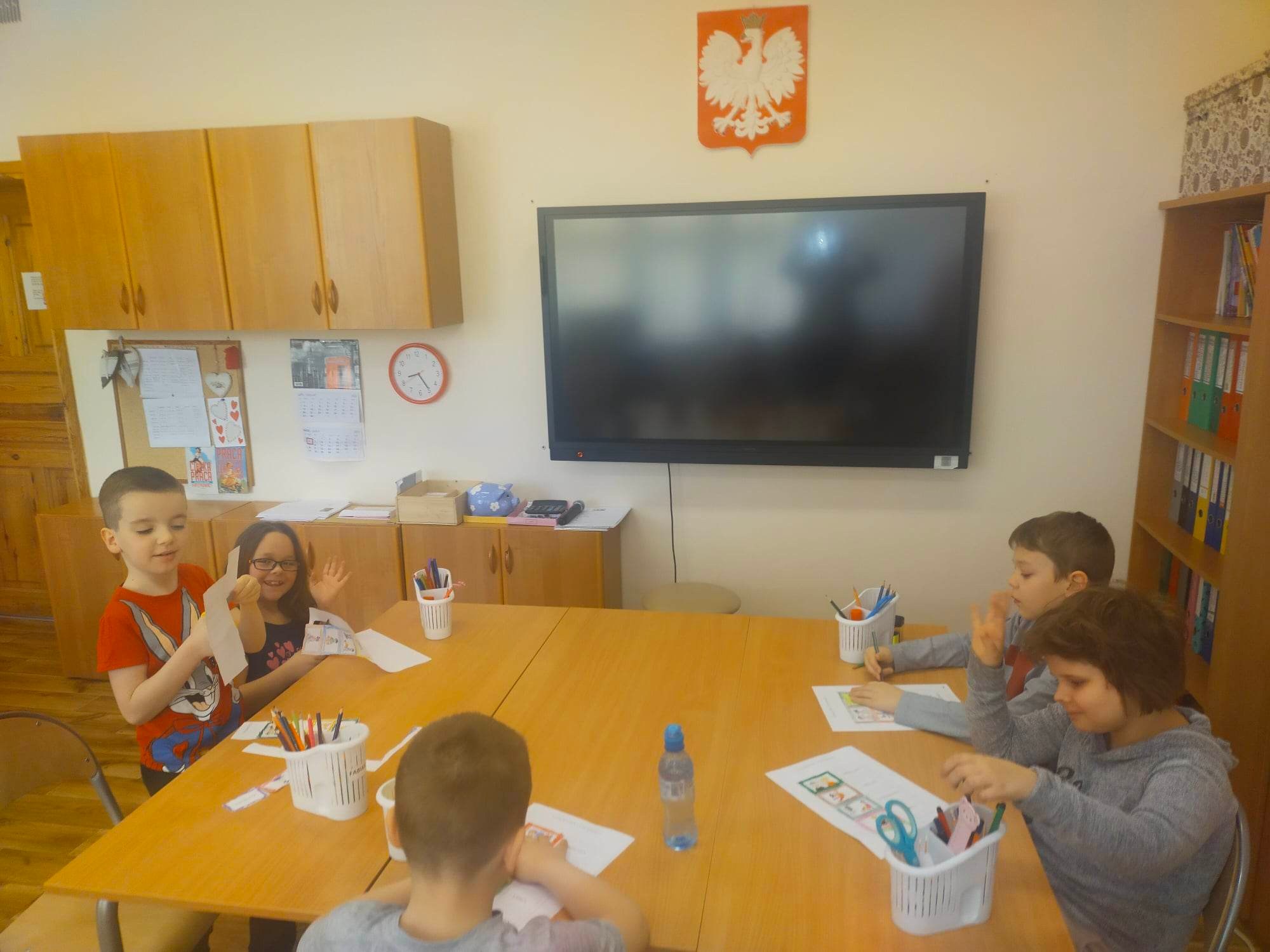 Lekcja języka niemieckiego w klasie pierwszej