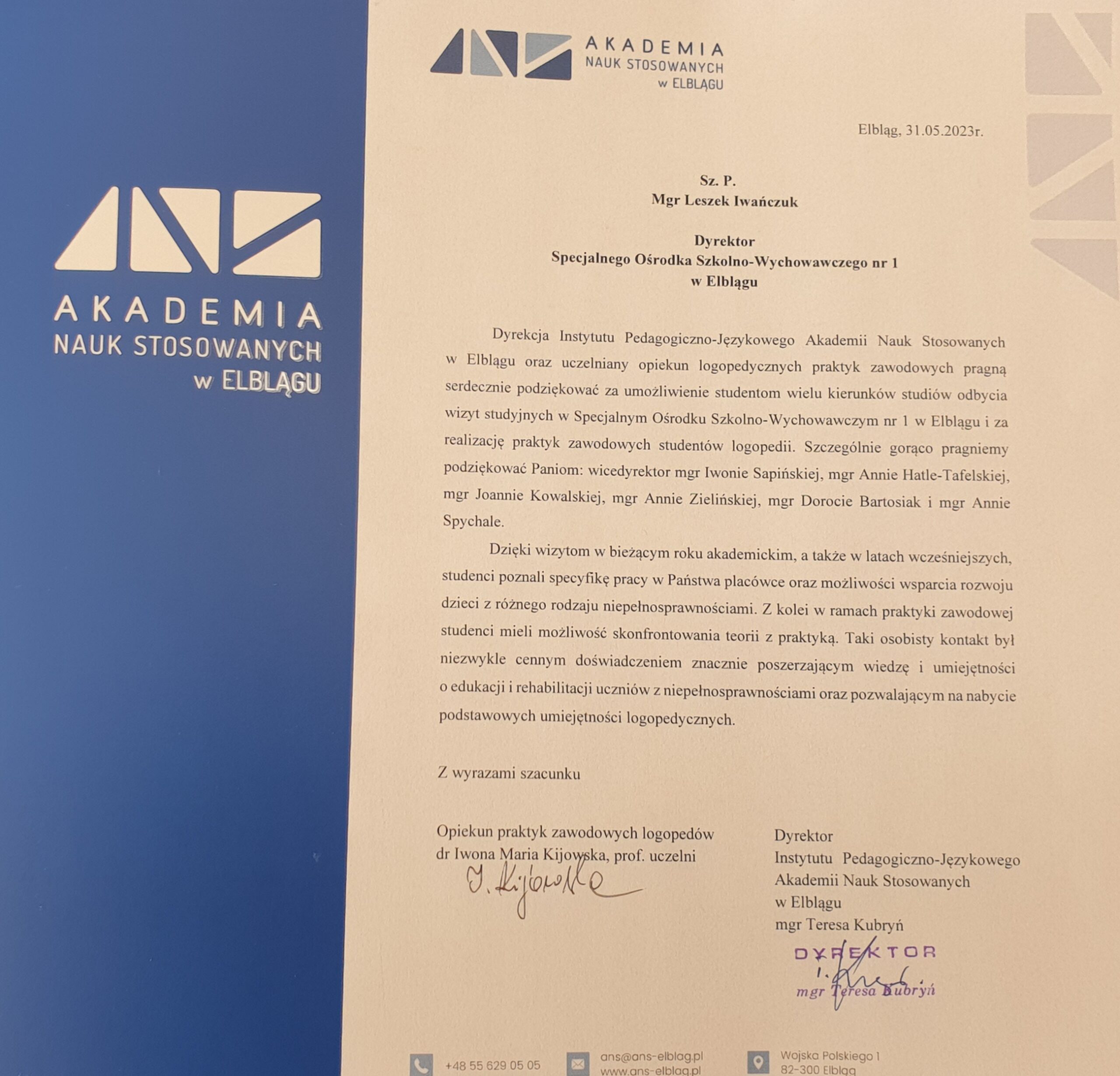 Współpraca z Akademią Nauk Stosowanych w Elblągu